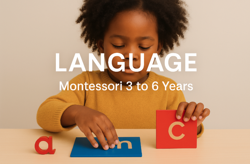 Child working with Montessori language materials