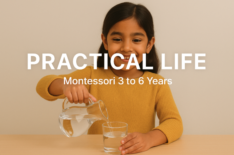 Child practicing pouring activity - Practical Life